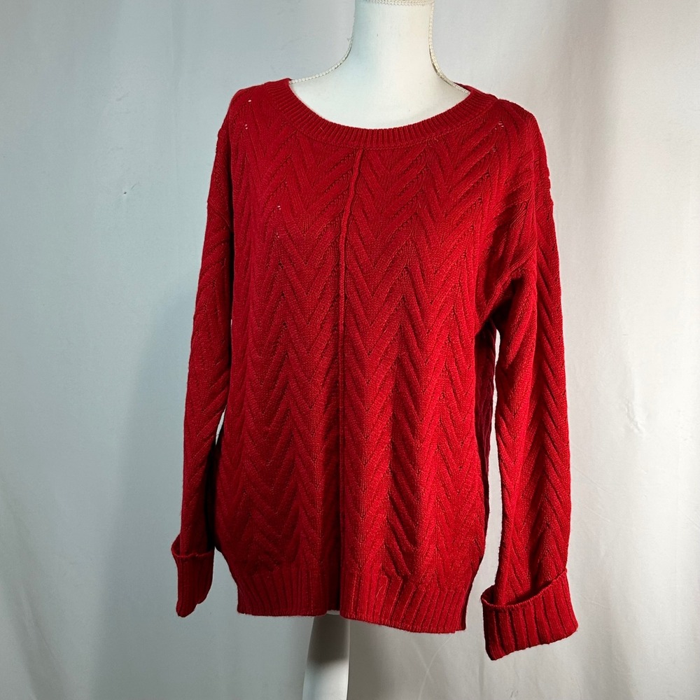 Soho New York Company Jeans Red‎ Chevron Knit Sweater Size M